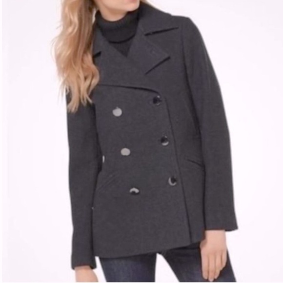 MICHAEL Michael Kors Wool Blend Peacoat Double Breasted in Dark Grey,.Size S. - Picture 1 of 11